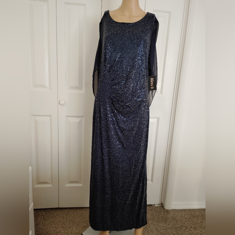 Alexa B Nites Women's Dress Size 14 W Navy Blue